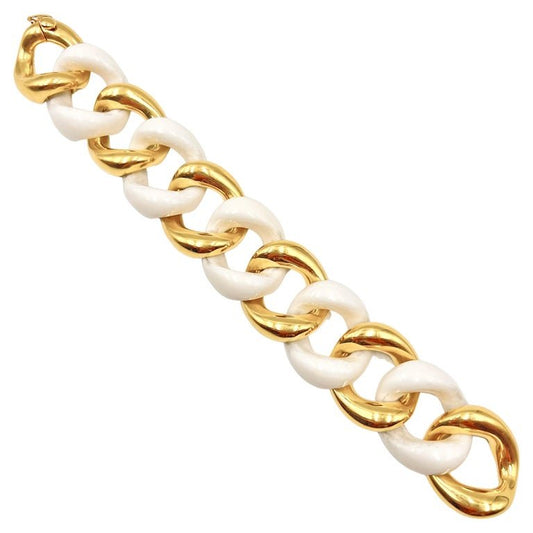 Estate Collection - Seaman Schepps 18k Gold White Ceramic Link Bracelet