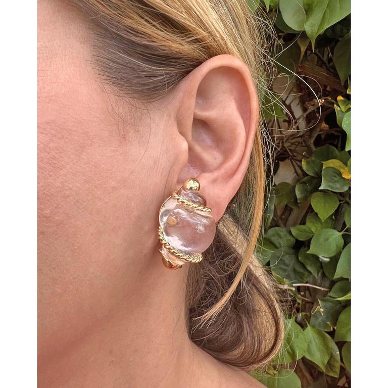 Estate Collection - Seaman Schepps Rock Crystal Shell Earrings