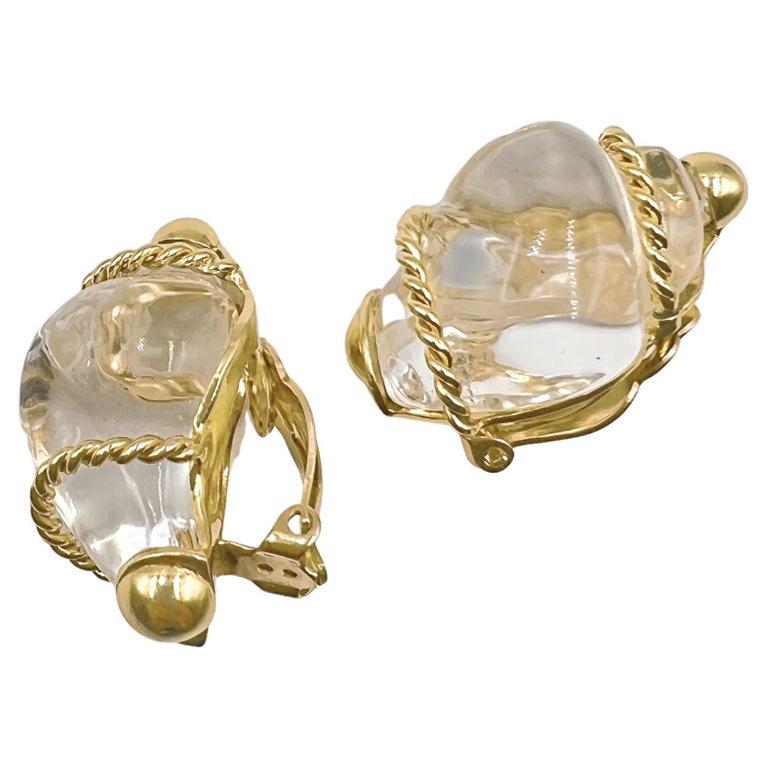 Estate Collection - Seaman Schepps Rock Crystal Shell Earrings