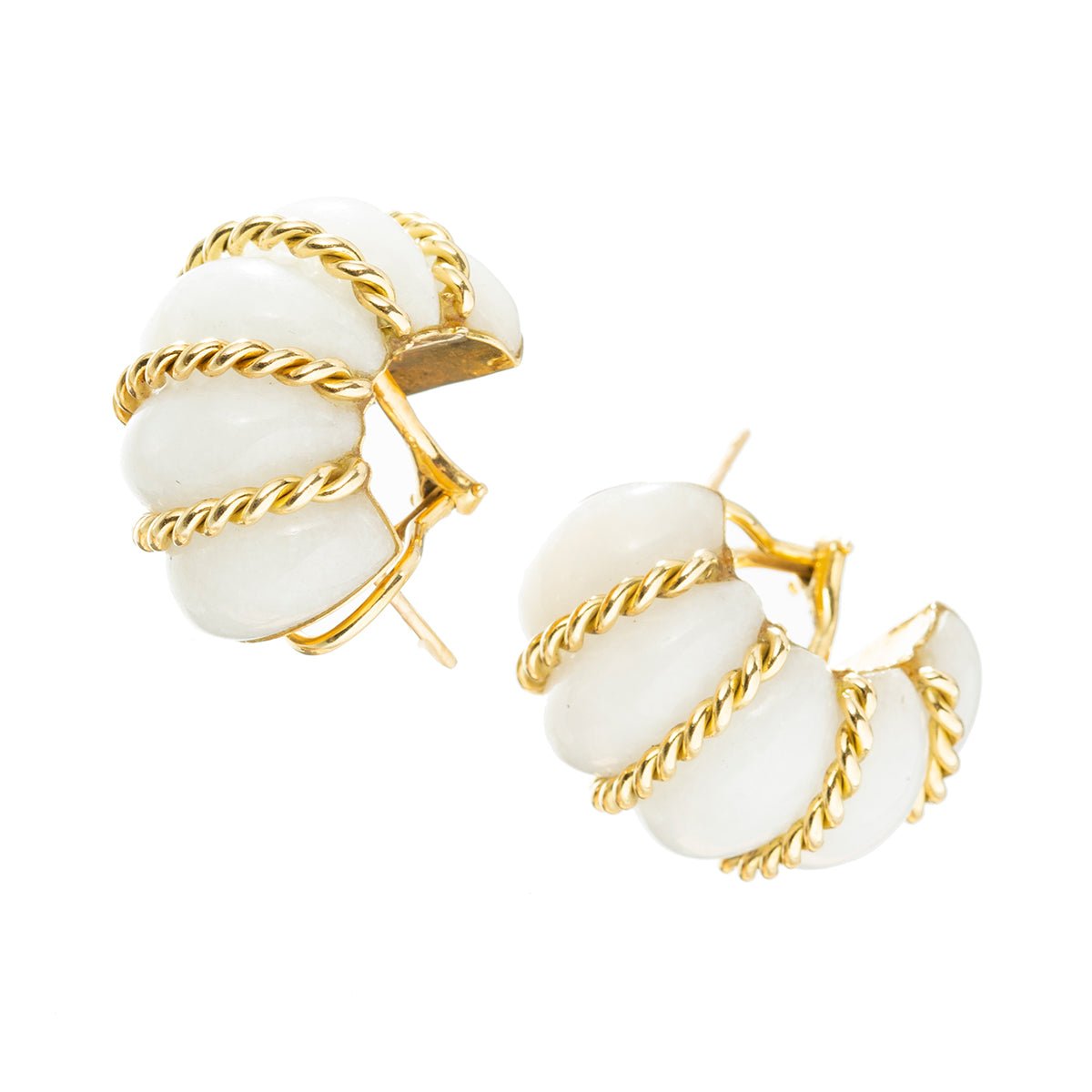 Estate Collection - Seaman Schepps White Jade Shrimp Earrings