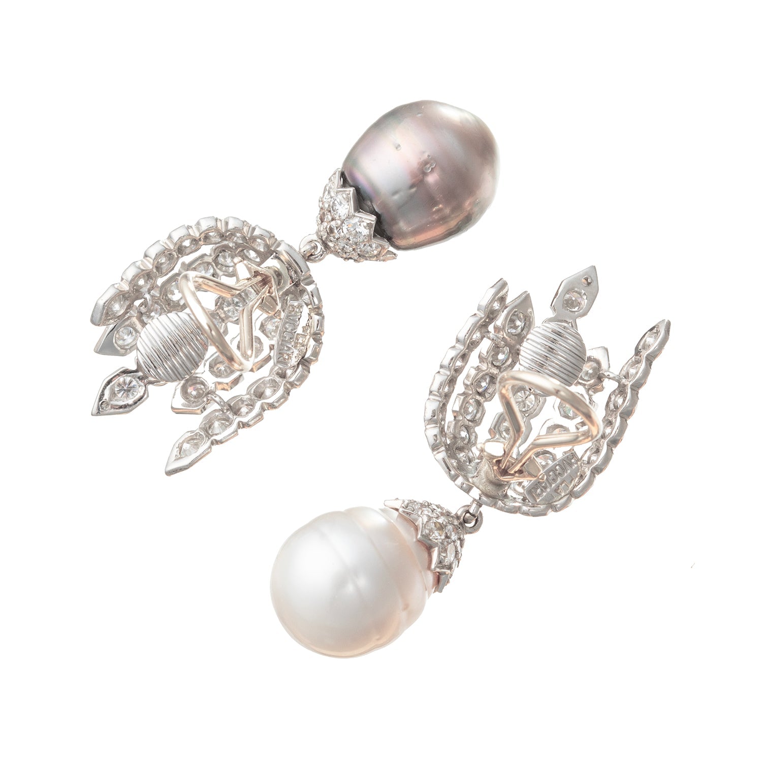Estate Collection - South Sea & Tahitian Pearl Diamond Pendant Earrings