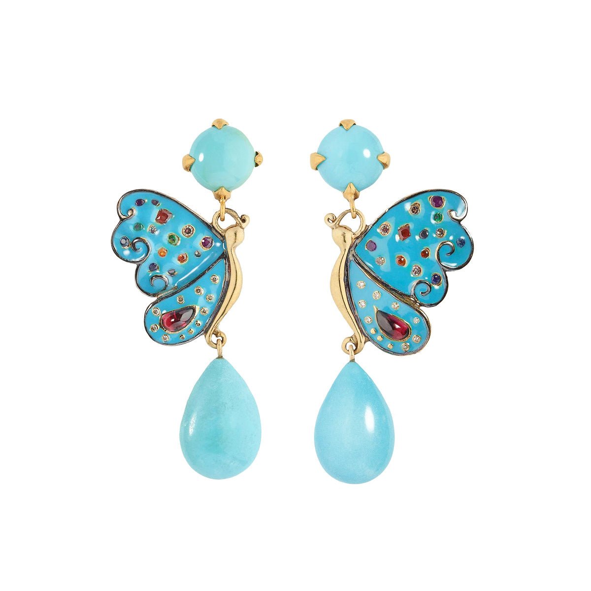 Estate Collection - Sylvie Corbelin Paris Turquoise Butterfly Drop Earrings
