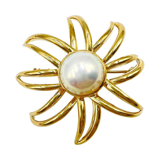 Estate Collection - Tiffany 18k Yellow Gold Pearl Fireworks Brooch