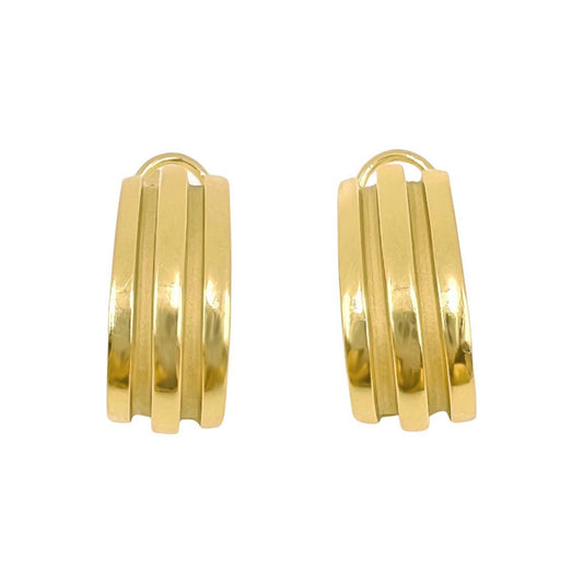Estate Collection - Tiffany 18k Yellow Gold Ribbed Hoop Earrings