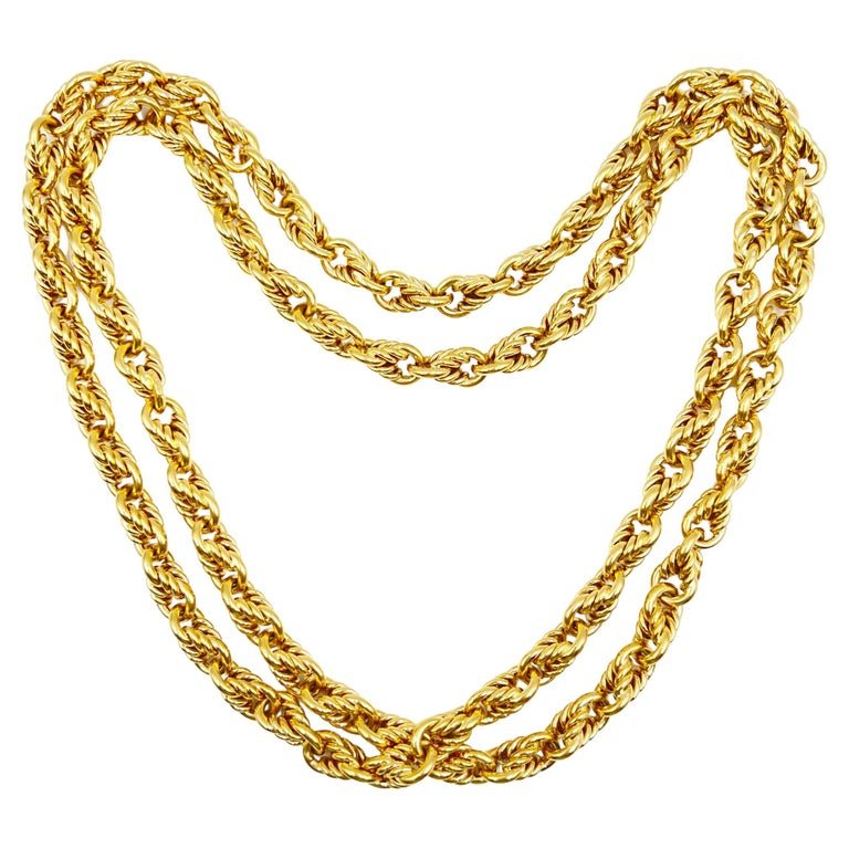 Estate Collection - Tiffany 18k Yellow Gold Rope Long Chain Necklace