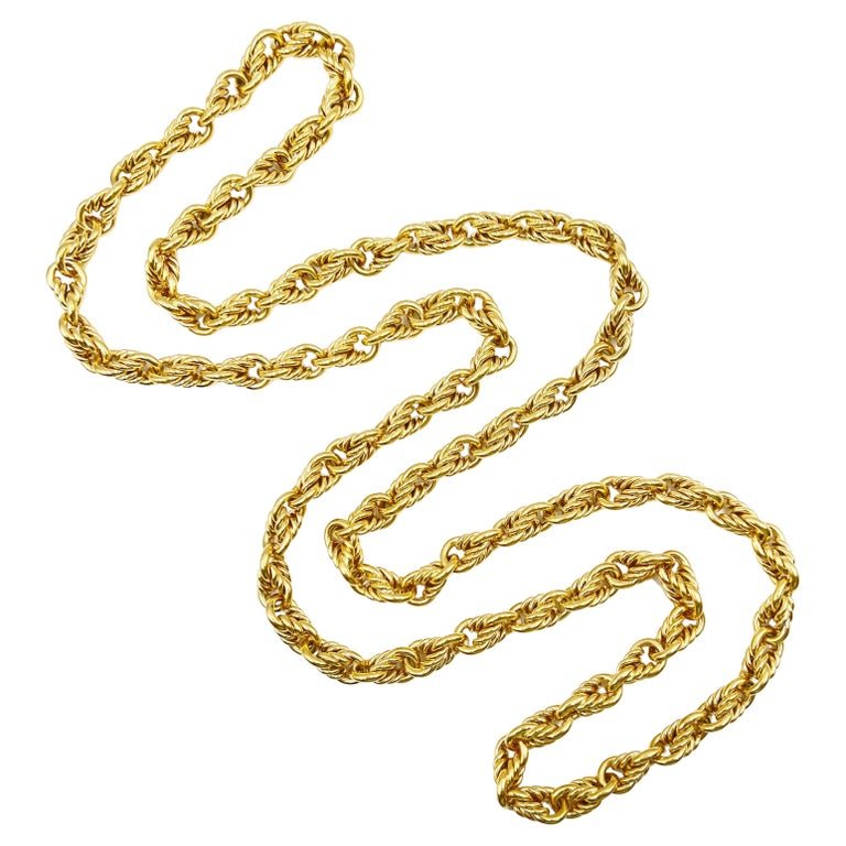 Estate Collection - Tiffany 18k Yellow Gold Rope Long Chain Necklace