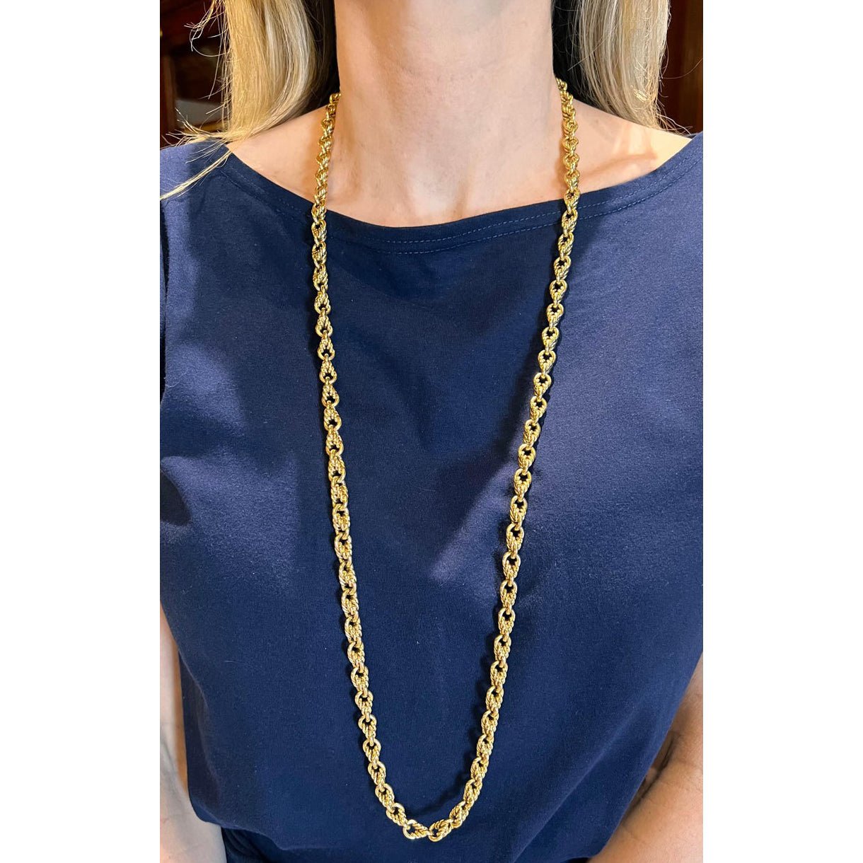 Estate Collection - Tiffany 18k Yellow Gold Rope Long Chain Necklace