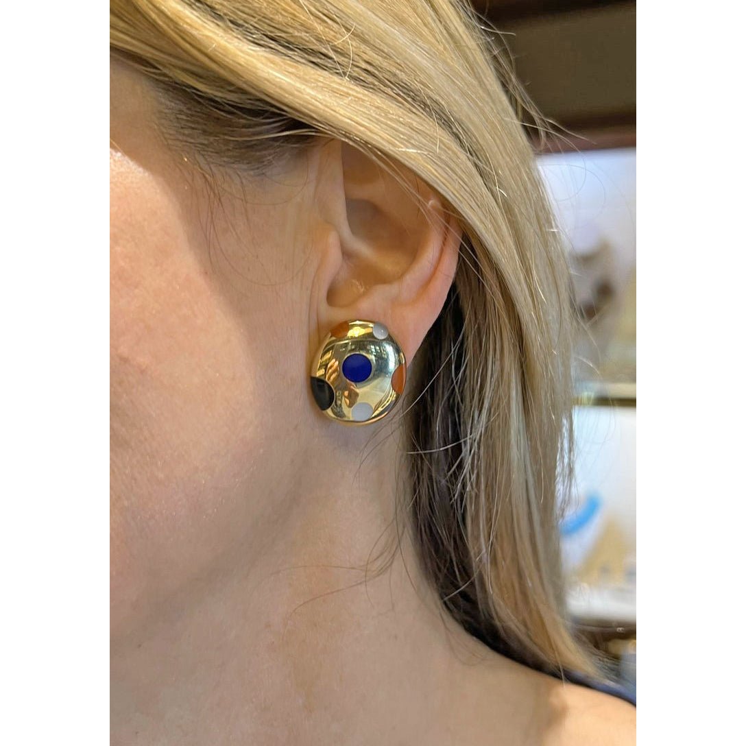 Estate Collection - Tiffany Angela Cummings 18k Gold Multi-Gem Dot Earrings