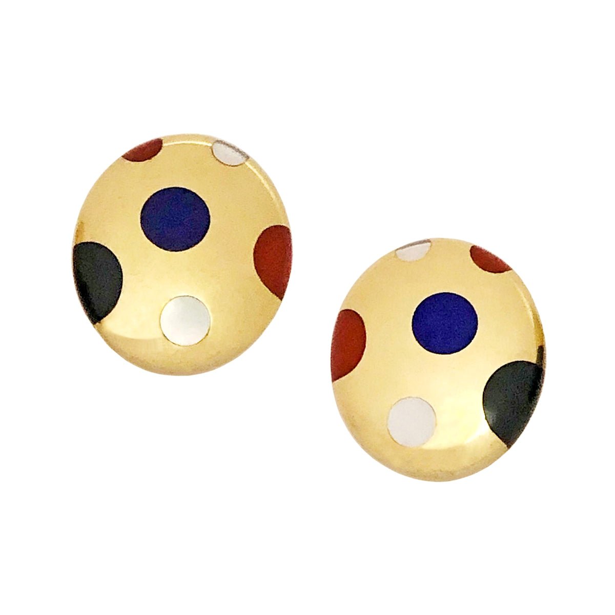 Estate Collection - Tiffany Angela Cummings 18k Gold Multi-Gem Dot Earrings