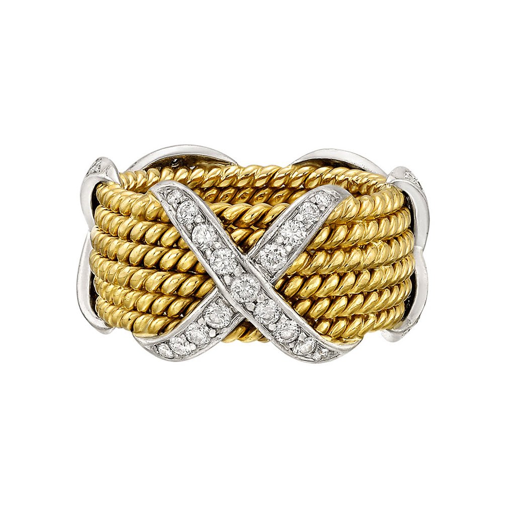 Estate Collection - Tiffany Schlumberger 18k Gold Diamond X Ring