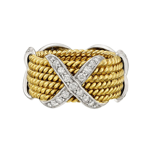 Estate Collection - Tiffany Schlumberger 18k Gold Diamond X Ring