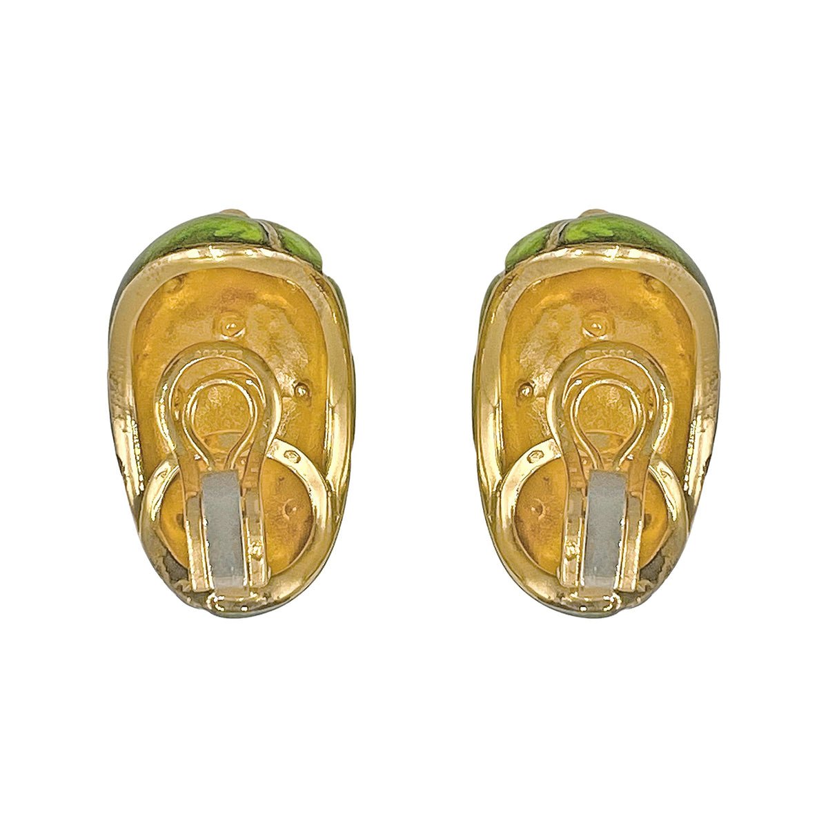 Estate Collection - Tiffany Schlumberger Green Enamel 18k Gold Earrings