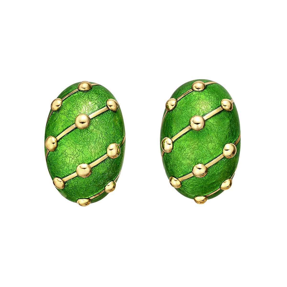 Estate Collection - Tiffany Schlumberger Green Enamel 18k Gold Earrings