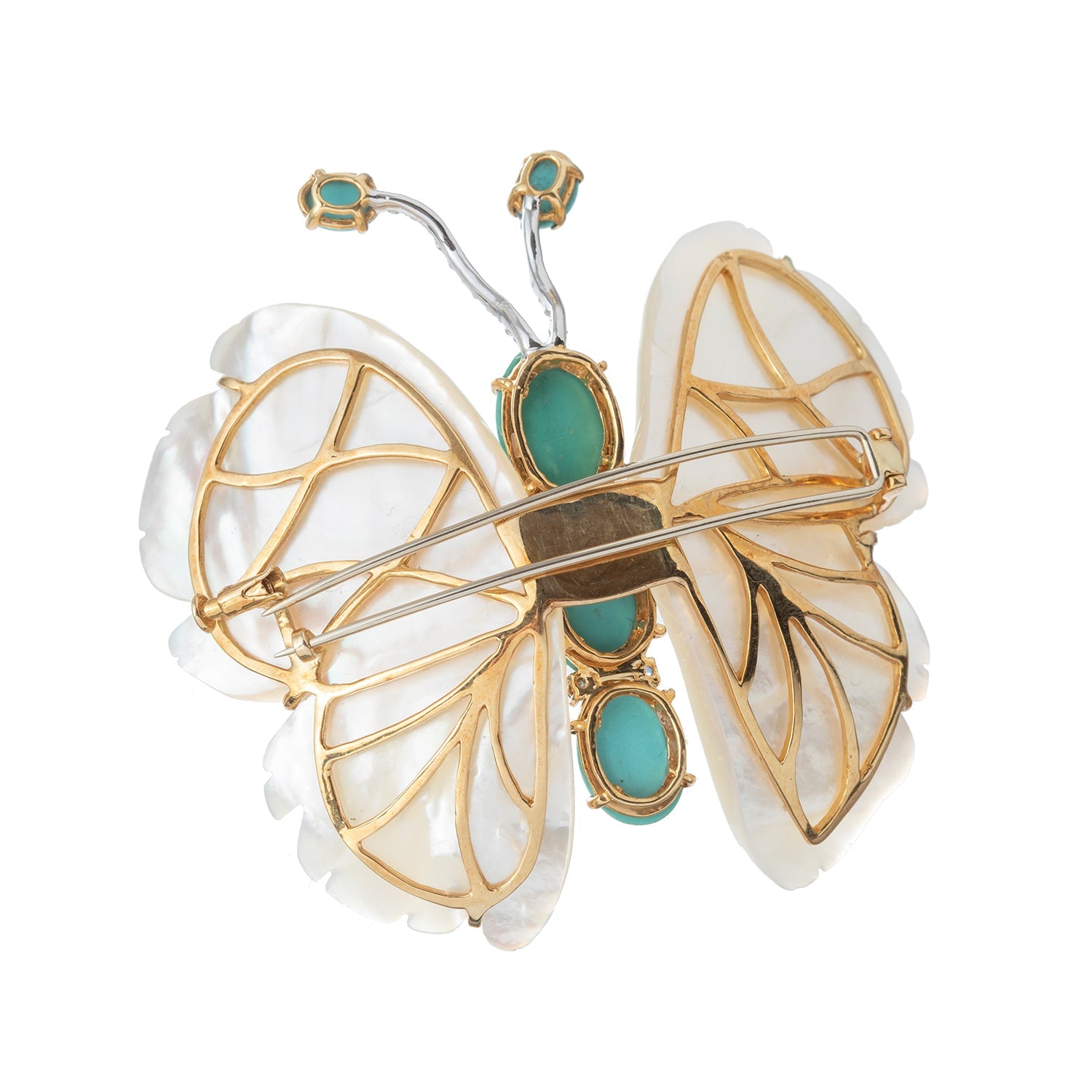 Estate Collection - Turquoise Mother-of-Pearl Butterfly Brooch