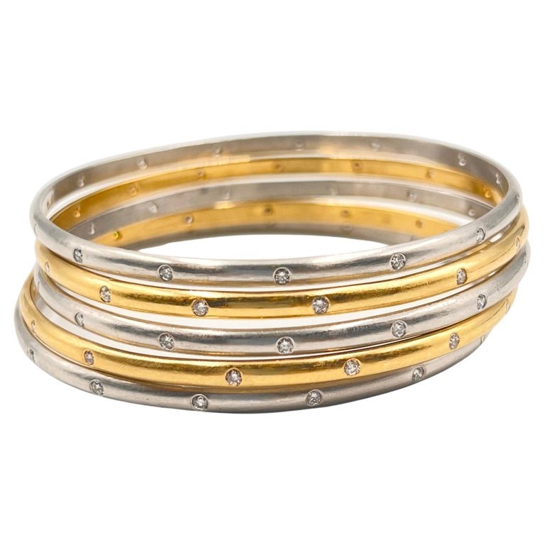 Estate Collection - Yellow & White Gold Five Bangle Bracelet Set