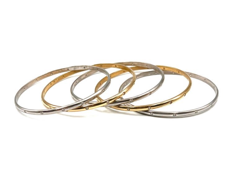 Estate Collection - Yellow & White Gold Five Bangle Bracelet Set