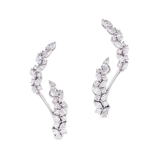 Estate Collection - Yeprem 18k White Gold Diamond Ear Climbers