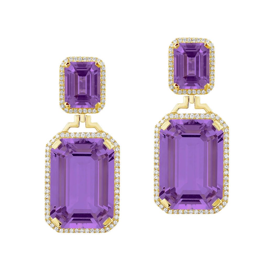 Goshwara - Amethyst Diamond Drop Earrings