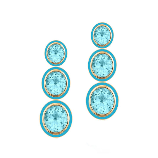 Goshwara - Blue Topaz Turquoise Oval Drop Earrings