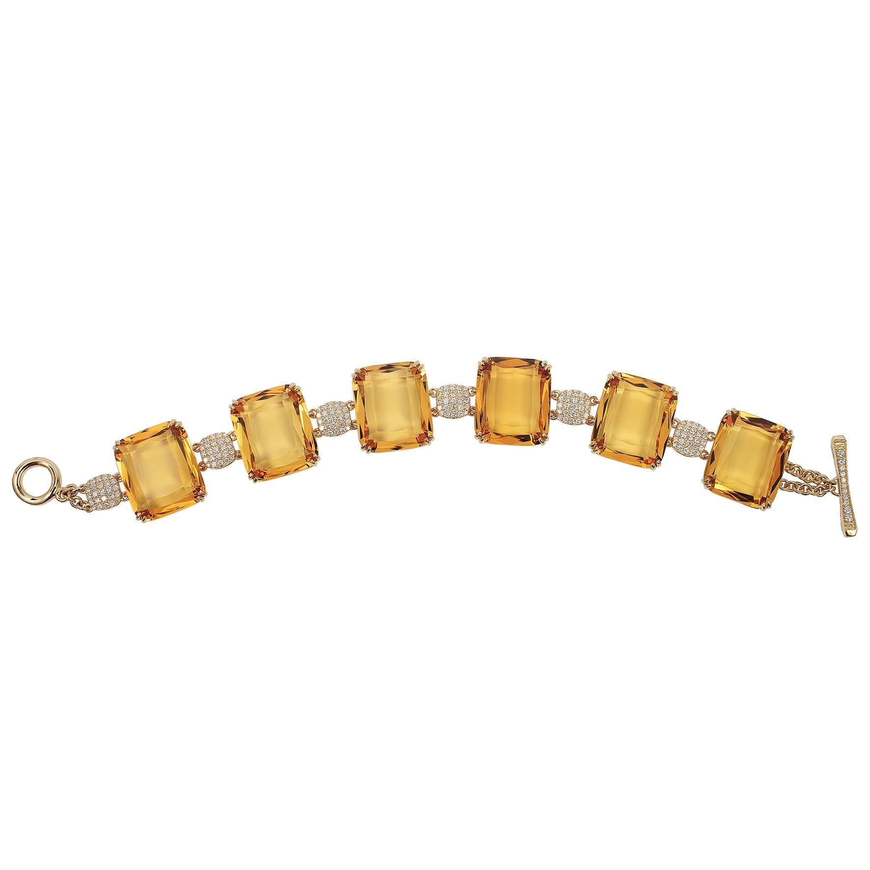 Goshwara - Estate Cushion Citrine Diamond Link Bracelet