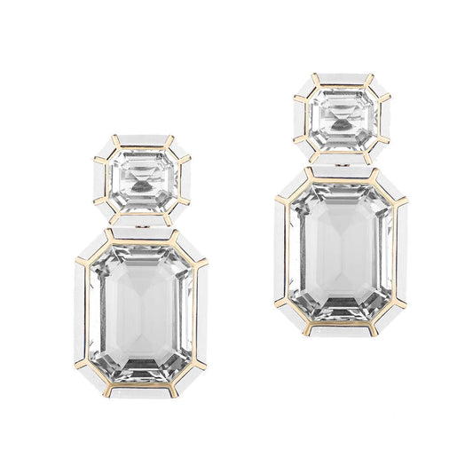 Goshwara - Rock Crystal White Agate Drop Earrings