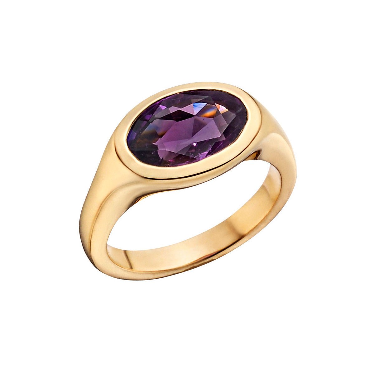 Greenleaf & Crosby - 18k Pink Gold Purple Sapphire Gypsy Ring