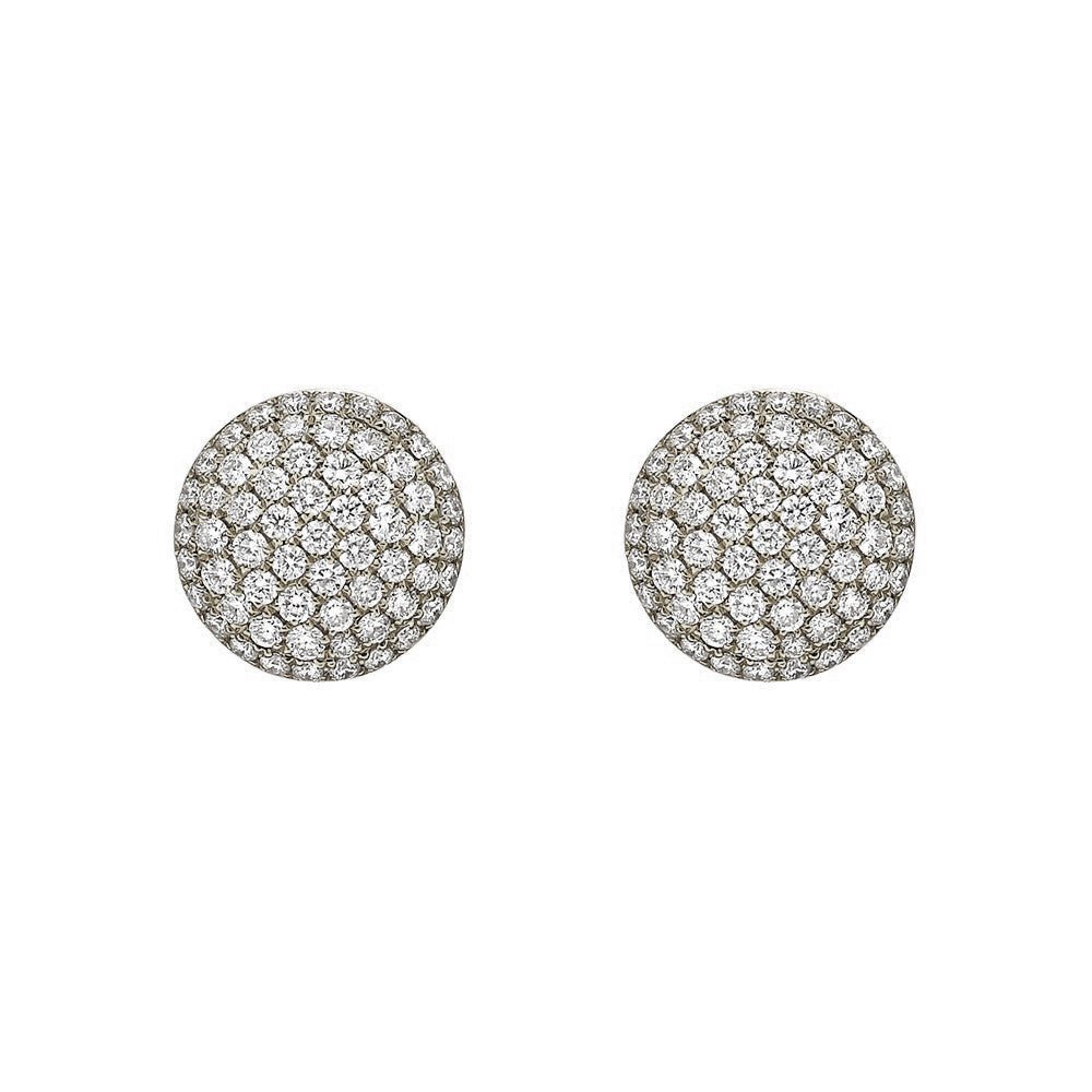 Greenleaf & Crosby - 18k White Gold Diamond Domed Stud Earrings