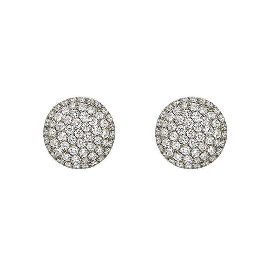 Greenleaf & Crosby - 18k White Gold Diamond Domed Stud Earrings