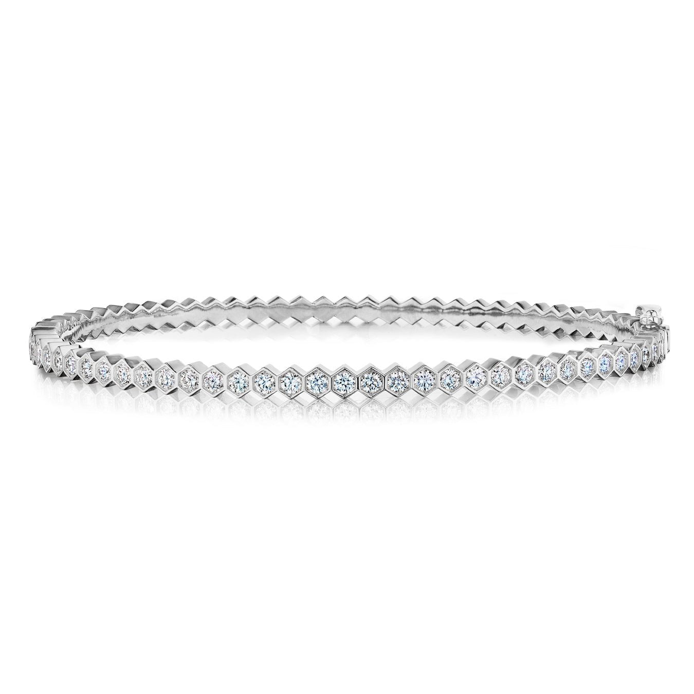 Greenleaf & Crosby - 18k White Gold Diamond Hinged Bangle