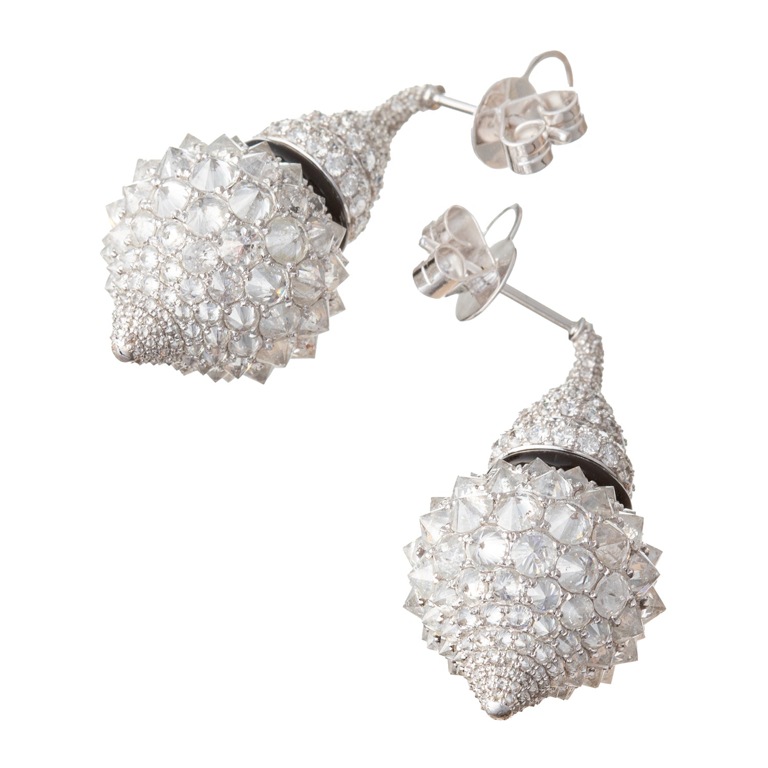 Greenleaf & Crosby - 18k White Gold Diamond Kalash Pendant Earrings