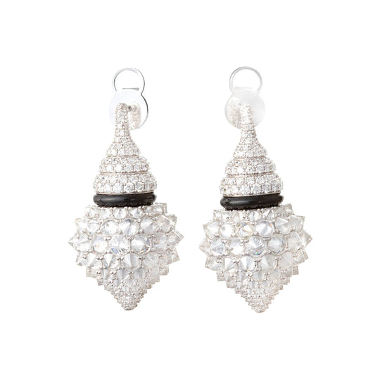 Greenleaf & Crosby - 18k White Gold Diamond Kalash Pendant Earrings