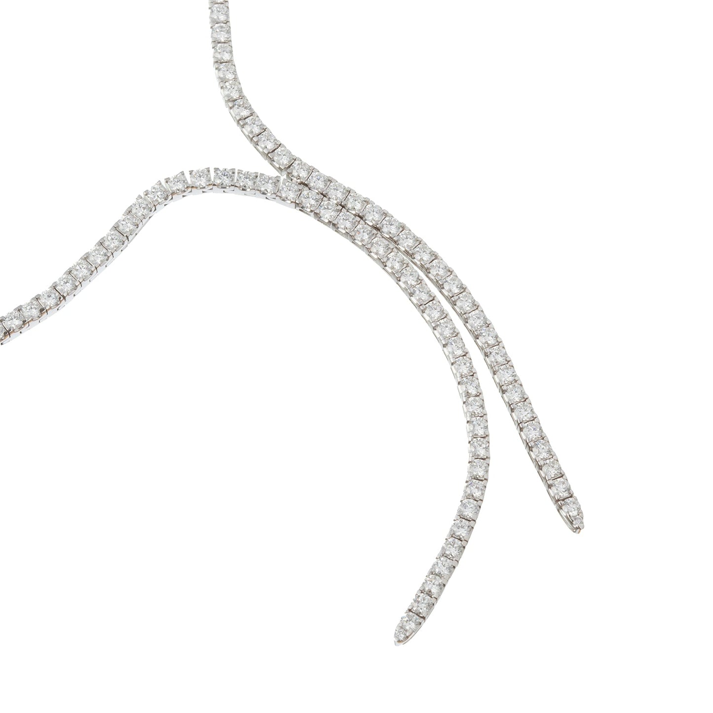 Greenleaf & Crosby - 18k White Gold Diamond Lariat Drop Necklace