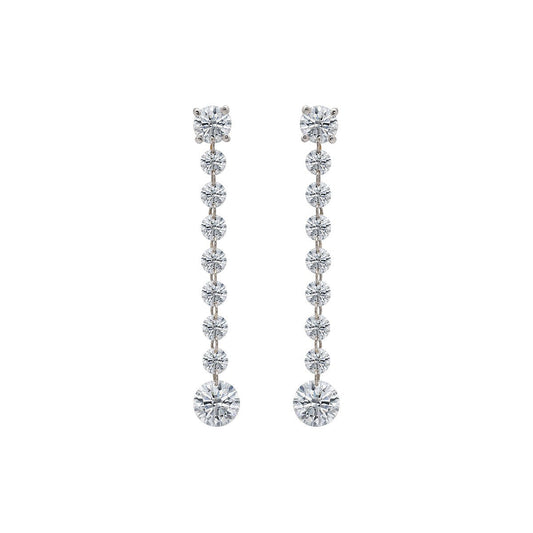 Greenleaf & Crosby - 18k White Gold Floating Diamond Drop Earrings