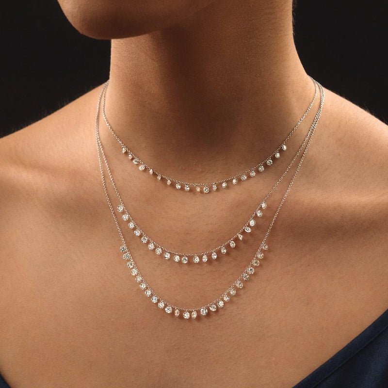 Greenleaf & Crosby - 18k White Gold Floating Diamond Fringe Necklace