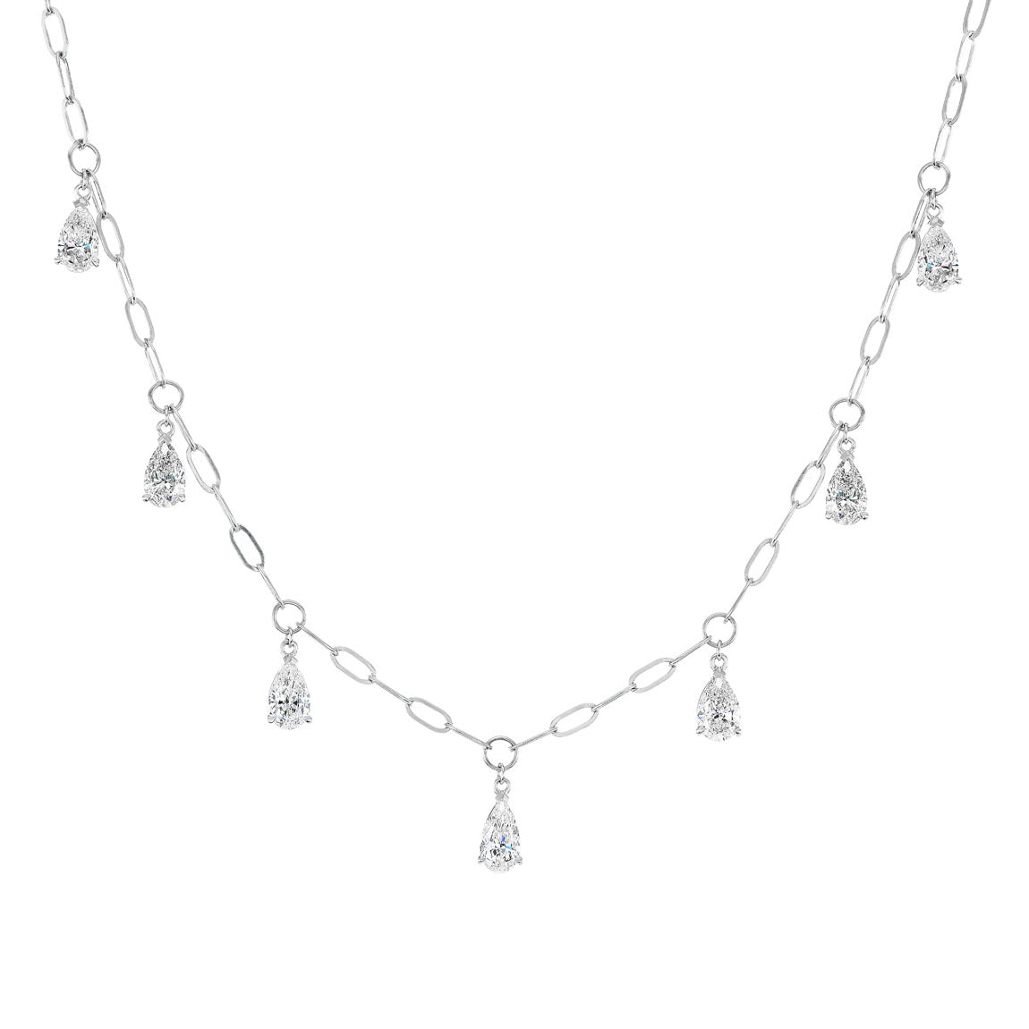 Greenleaf & Crosby - 18k White Gold Pear Diamond Fringe Necklace