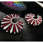 Greenleaf & Crosby - 18k White Gold Red Spinel Diamond Fan Earrings