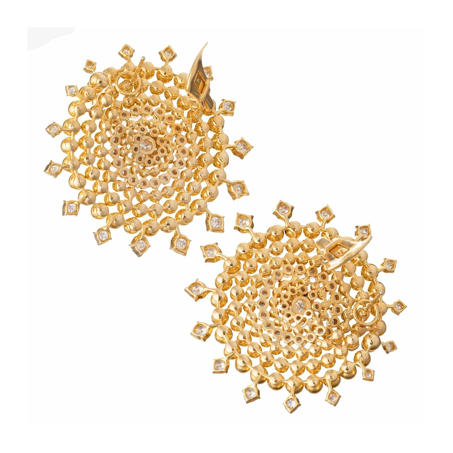 Greenleaf & Crosby - 18k Yellow Gold Bead Diamond Swirl Earclips