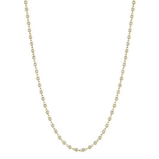Greenleaf & Crosby - 18k Yellow Gold Bezel-Set Diamond Chain Necklace