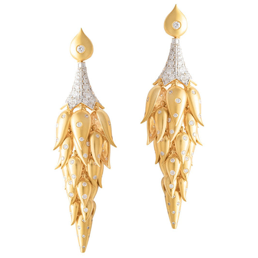 Greenleaf & Crosby - 18k Yellow Gold Falling Leaves Drop Earrings
