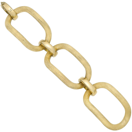 Greenleaf & Crosby - 18k Yellow Gold Large Oval Three Link Bracelet