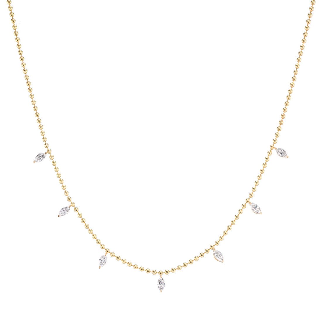 Greenleaf & Crosby - 18k Yellow Gold Marquise Diamond Fringe Necklace