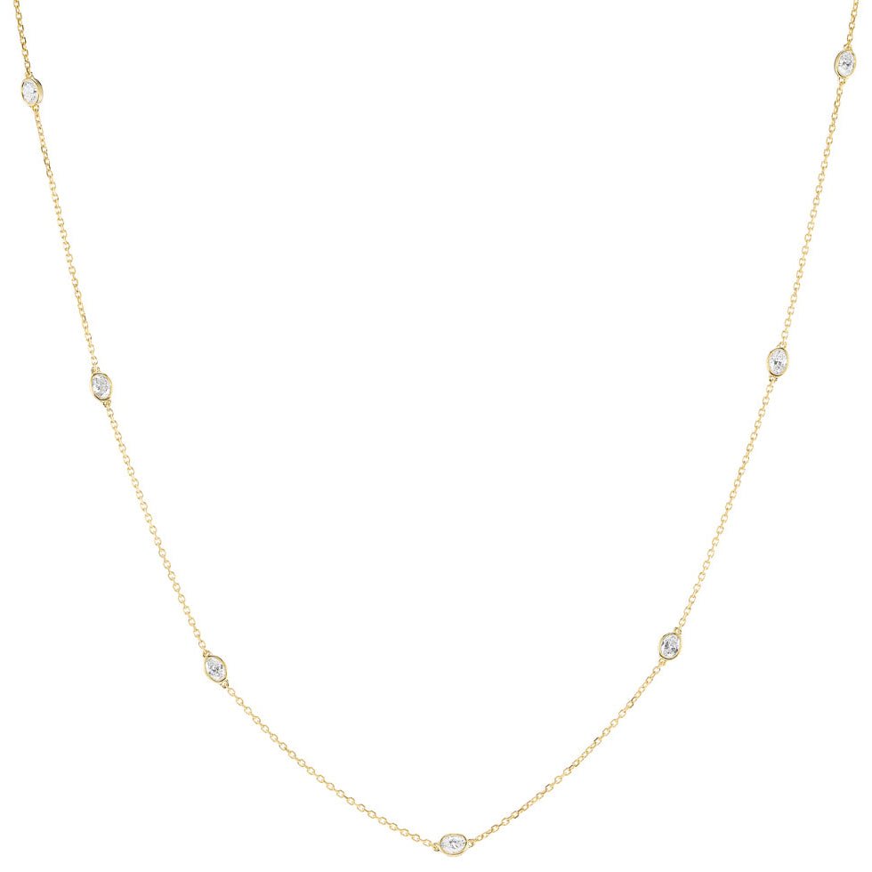 Greenleaf & Crosby - 18k Yellow Gold Oval Diamond Chain Necklace