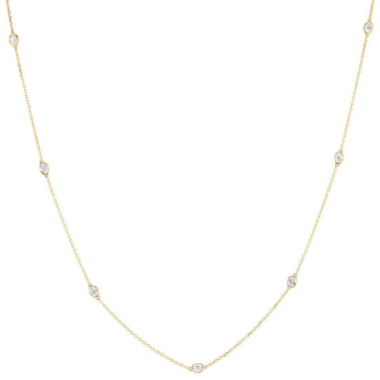 Greenleaf & Crosby - 18k Yellow Gold Oval Diamond Chain Necklace
