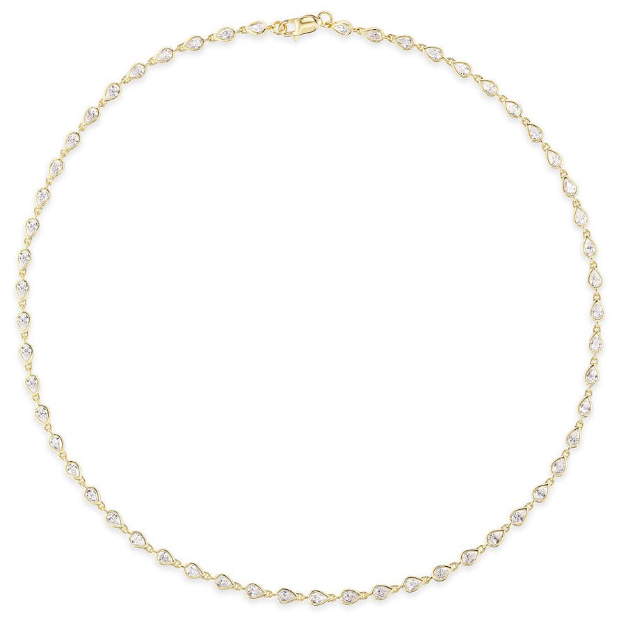 Greenleaf & Crosby - 18k Yellow Gold Pear Diamond Chain Necklace