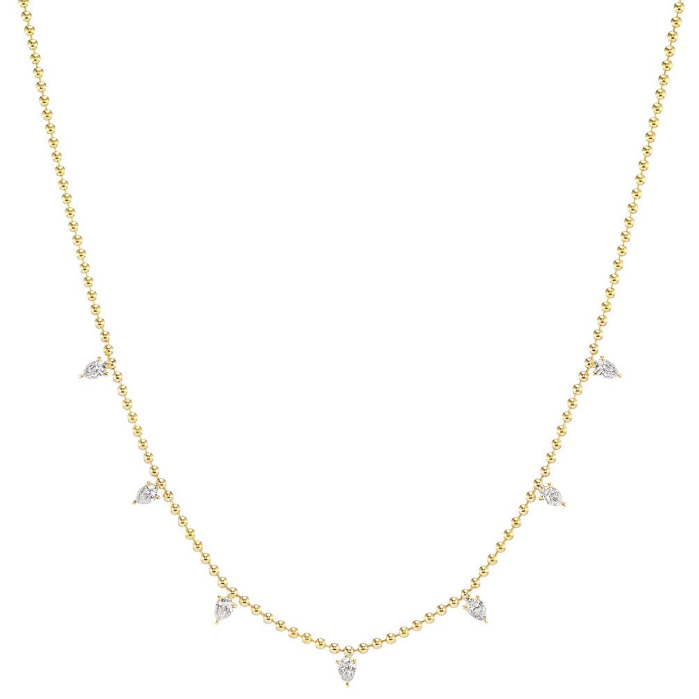 Greenleaf & Crosby - 18k Yellow Gold Pear Diamond Fringe Necklace