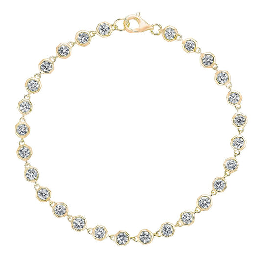 Greenleaf & Crosby - 18k Yellow Gold Round Diamond Chain Bracelet