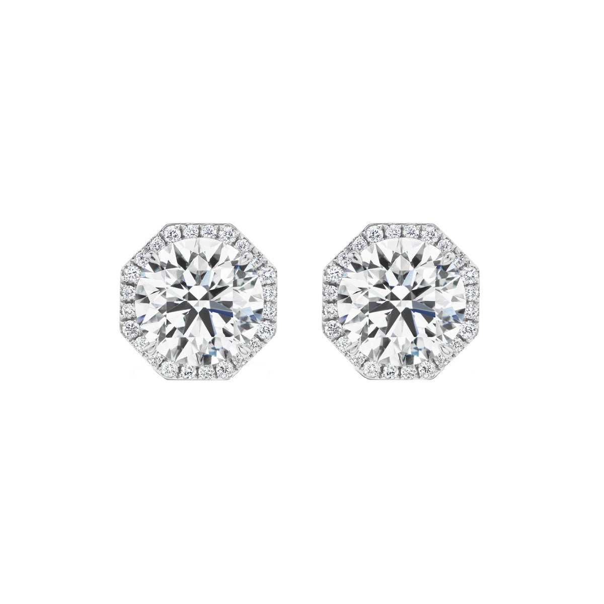 Greenleaf & Crosby - 2.00ct Round Brilliant Diamond Octagonal Halo Studs