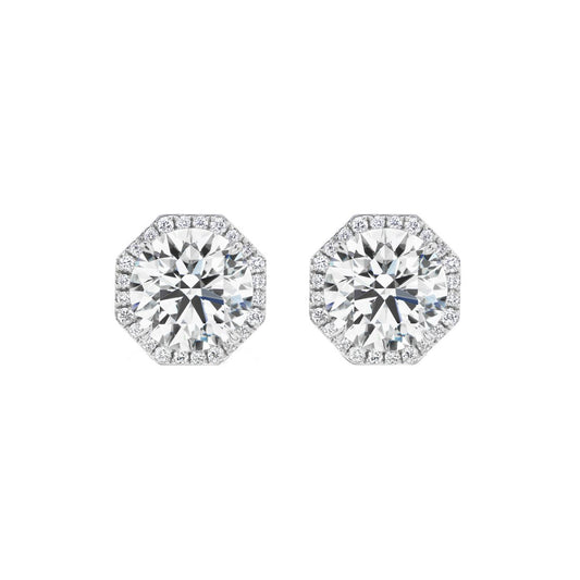 Greenleaf & Crosby - 2.00ct Round Brilliant Diamond Octagonal Halo Studs