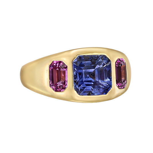 Greenleaf & Crosby - Bluish-Violet & Pink Sapphire Gypsy Ring