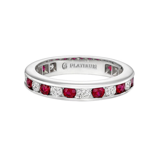 Greenleaf & Crosby - Channel-Set Ruby Diamond Eternity Band